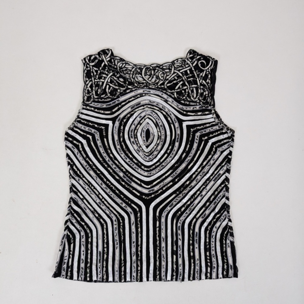 Y2K Cut-out Tank Top Size Small Black Geometric Sleeveless - Picture 8 of 8